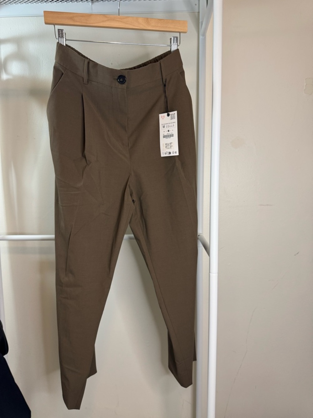 Zara Olive Brown Tapered Women's Trousers